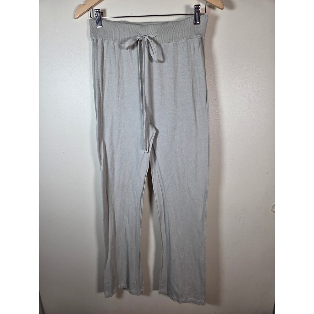 Thea Knit Lounge Pants Womens Size 2 Gray Cotton Drawstring Wide Leg Minimalist